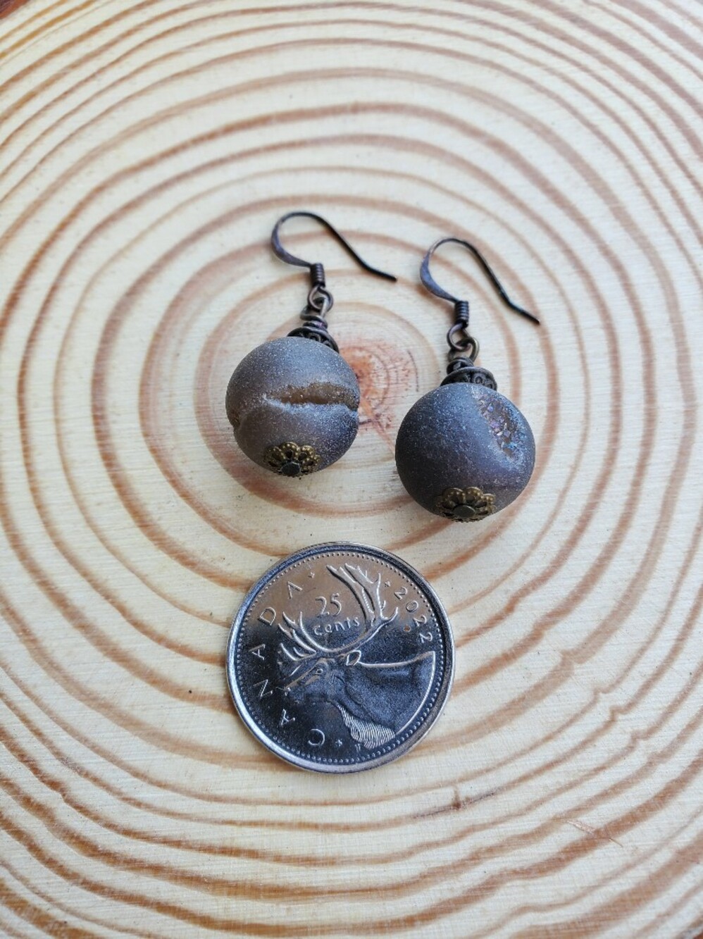 Vtg. RARE Basalt Drop Earrings - Picture 4 of 7